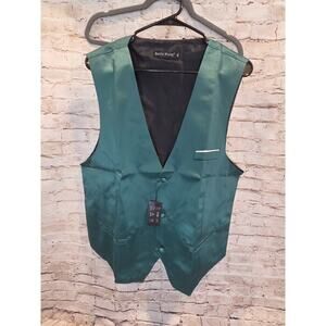 Barry Wang Green Vest Mens Formal Size 2XL